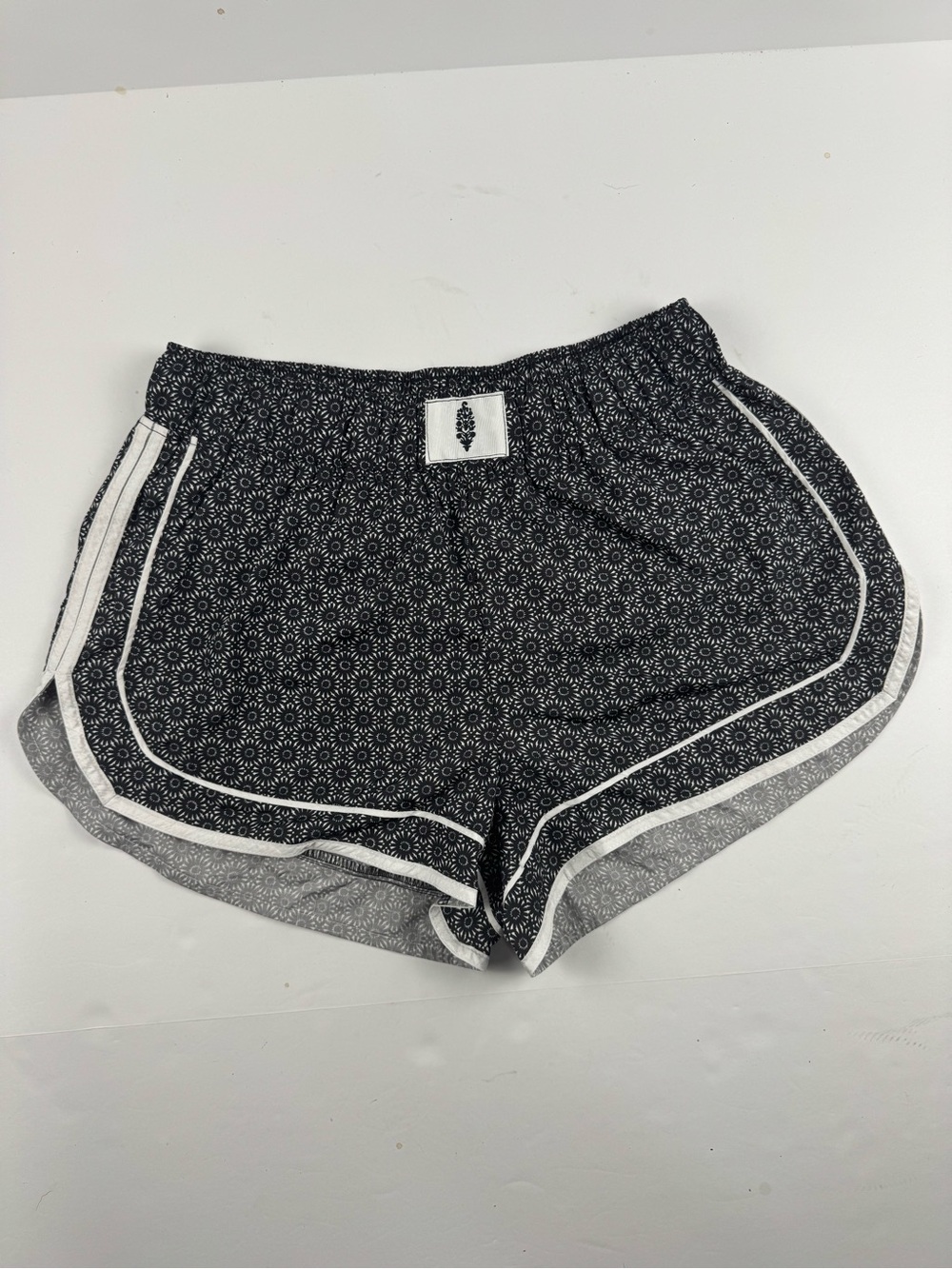 FP Movement by Free People Black Printed Athletic Shorts with White Trim